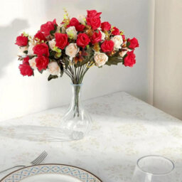 4 Pack Artificial Rose Flowers, Silk Realistic Artificial Flowers For Party And Garden Decoration (Red) - thumbnail 5