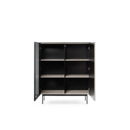 Arte Orta Highboard Cabinet 107Cm - Cashmere & Black Modern Glass Display Cabinet With Led Accent Lighting - thumbnail 3