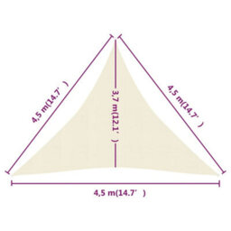 Berkfield Sunshade Sail 160 G/m2 Cream 4.5X4.5X4.5 M Hdpe - thumbnail 6