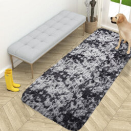 Ameha Non Slip Rugs Bedroom Living Room Shaggy Fluffy Kitchen Hallway Large Floor Mat Tye Dye Grey 80X150 Cm Rug - thumbnail 2