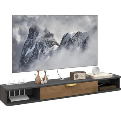 Floating Tv Cabinet Unit Wall Mounted Media Console Storage Shelves - image 1