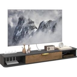 Floating Tv Cabinet Unit Wall Mounted Media Console Storage Shelves - thumbnail 1