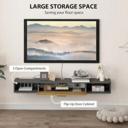 Floating Tv Cabinet Unit Wall Mounted Media Console Storage Shelves - thumbnail 3