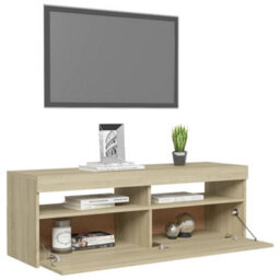 Berkfield Tv Cabinet With Led Lights Sonoma Oak 120X35X40 Cm - thumbnail 6
