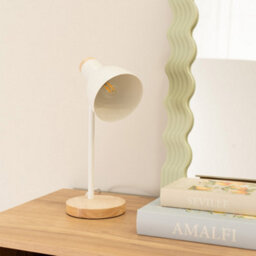 Valuelights Woody White Metal Dome Shade Wooden Base Desk Task Adjustable Table Lamp - thumbnail 3