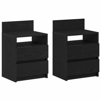 Berkfield Durable Bedside Cabinets 2 Pcs With 2 Drawers Black 40X33X60 Cm - image 1