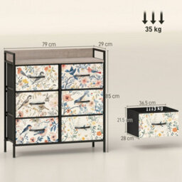 Wyld Haus Tonona 6-Drawer White Fabric Storage Chest - Slim Contemporary Dresser 79W X 29D X 85H Cm - thumbnail 3