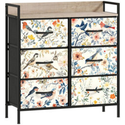 Wyld Haus Tonona 6-Drawer White Fabric Storage Chest - Slim Contemporary Dresser 79W X 29D X 85H Cm - thumbnail 1