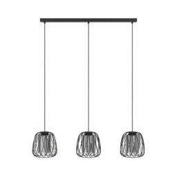 Eglo Floresta Wireframe Steel And Vaporised Glass Modern Triple Pendant, Black - thumbnail 2