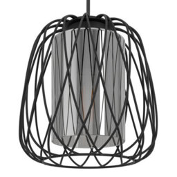 Eglo Floresta Wireframe Steel And Vaporised Glass Modern Triple Pendant, Black - thumbnail 3