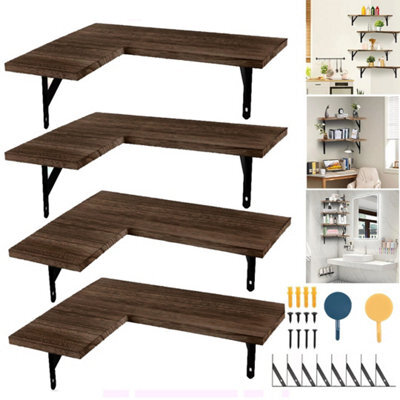 4 Piece Home Corner Floating Shelves Wall Mounted Storage Wooden Display Shelf - image 1