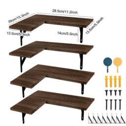 4 Piece Home Corner Floating Shelves Wall Mounted Storage Wooden Display Shelf - thumbnail 2