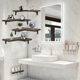 4 Piece Home Corner Floating Shelves Wall Mounted Storage Wooden Display Shelf - thumbnail 6
