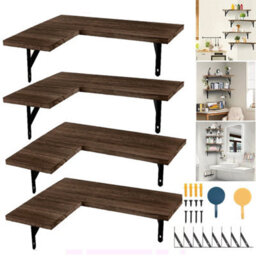 4 Piece Home Corner Floating Shelves Wall Mounted Storage Wooden Display Shelf - thumbnail 1