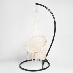 Ohs Macrame Hanging Chair Outdoor Swing Garden Furniture Hammock Rope Soft Tassels - thumbnail 5