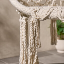 Ohs Macrame Hanging Chair Outdoor Swing Garden Furniture Hammock Rope Soft Tassels - thumbnail 4