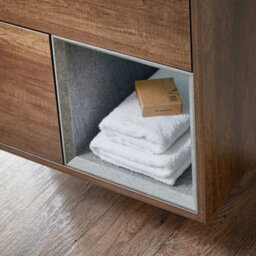 Homestylestore Dark Oak 1000mm Wall Hung Bathroom Vanity Unit With Countertop Basin - thumbnail 3