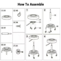 White Swivel Adjustable Office Stool - thumbnail 6
