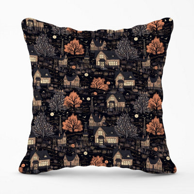 Warren Reed Designer Spooky Haunted Houses Pattern Outdoor Cushion 45Cm X 45Cm - image 1