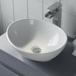 Affine 600mm Bathroom Vanity Unit Countertop Wash Basin Sink Oval Floor Standing Grey - thumbnail 6