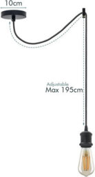 Ledsone 2M Vintage Industrial Black Spider Chandelier Adjustable E27 Pendant Lamp With Bulb - thumbnail 2
