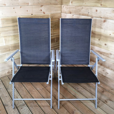 Samuel Alexander Set Of 2 Outdoor Garden Patio Multi Position Reclining Folding Chair In Black And Silver - image 1