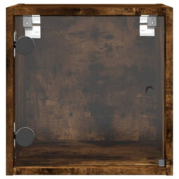 Berkfield Bedside Cabinets With Glass Doors 2 Pcs Smoked Oak 35X37X35 Cm - thumbnail 7