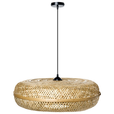 Wyld And Coco Luminanest Pendant Lamp - Handwoven Natural Bamboo Shade, Boho Round Light, W62 X H133Cm - image 1