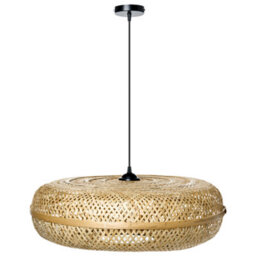 Wyld And Coco Luminanest Pendant Lamp - Handwoven Natural Bamboo Shade, Boho Round Light, W62 X H133Cm - thumbnail 1