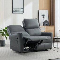 More4Homes Madrid 2 Seater Manual Recliner Air Leather Sofa (Grey) - thumbnail 8