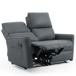 More4Homes Madrid 2 Seater Manual Recliner Air Leather Sofa (Grey) - thumbnail 4