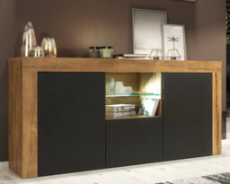 Sideboard Tv Unit Display Cabinet Cupboard Tv Stand Living Room Matt Doors - Oak & Black - thumbnail 2