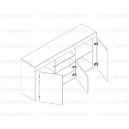 Sideboard Tv Unit Display Cabinet Cupboard Tv Stand Living Room Matt Doors - Oak & Black - thumbnail 8
