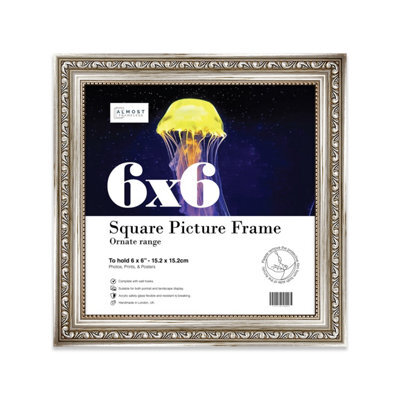 6X6 Silver Ornate Picture Frame (15.2 X 15.2Cm) Poster, Photo, Artwork, Gallery Wall Or Print - image 1