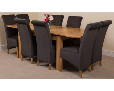 That's Furniture Richmond 140Cm - 220Cm Oak Extending Dining Table And 8 Chairs Dining Set With Montana Black Fabric Chairs - image 1