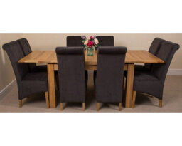 That's Furniture Richmond 140Cm - 220Cm Oak Extending Dining Table And 8 Chairs Dining Set With Montana Black Fabric Chairs - thumbnail 2