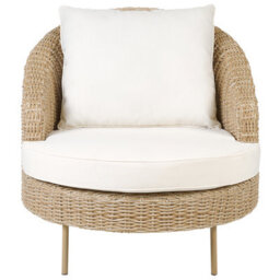 Beliani Garden Armchair With Ottoman Arcille Pe Rattan Natural - thumbnail 7
