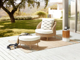 Beliani Garden Armchair With Ottoman Arcille Pe Rattan Natural - thumbnail 2