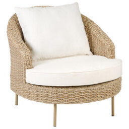 Beliani Garden Armchair With Ottoman Arcille Pe Rattan Natural - thumbnail 6