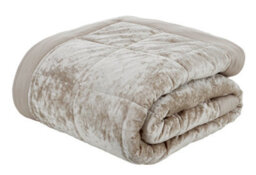 Catherine Lansfield Bedroom Crushed Velvet Quilted 220X220Cm Bedspread Natural