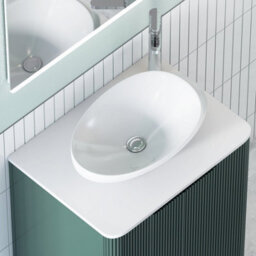 Royal Bathrooms Avenza 600mm Deep Moss Green Wall Hung Bathroom Countertop Vanity Unit 1 Drawer With Nova Basin - thumbnail 7