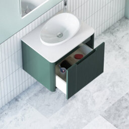 Royal Bathrooms Avenza 600mm Deep Moss Green Wall Hung Bathroom Countertop Vanity Unit 1 Drawer With Nova Basin - thumbnail 5