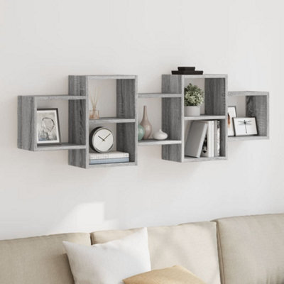 Berkfield Wall Shelf Grey Sonoma 129X18X42 Cm Engineered Wood - image 1