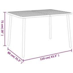 Berkfield Garden Table Anthracite 110X80X71 Cm Steel - thumbnail 6