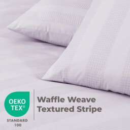 MHG Living Luxury Waffle Stripe Duvet Cover Set - Soft 200Tc Polycotton Blend, Breathable & Stylish Bedding (Single, Berries) - thumbnail 8
