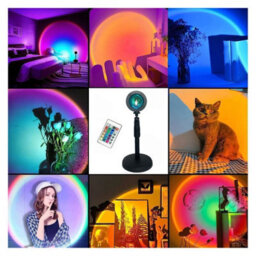 Amorly Led Sunset Projection Lamp, Rotatable 16 Colors Mood Light With Remote Control, Romantic Visual Lighting For Live Streaming,selfie - thumbnail 5