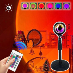 Amorly Led Sunset Projection Lamp, Rotatable 16 Colors Mood Light With Remote Control, Romantic Visual Lighting For Live Streaming,selfie - thumbnail 3