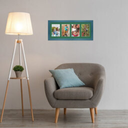 AK Frames 50X20Cm Navy Blue Modern Multi Photo Frame With Emerald Mount - Holds 4 Apertures (4X) 6X4 Photos - thumbnail 3
