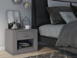 Arte Idea Contemporary Bedside Table 1 Drawer 1 Open Storage Compartment Grey Matt (H)410mm (W)500mm (D)420mm - thumbnail 2