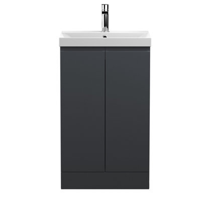 Hudson Reed Urban Soft Black Floor Standing 2 Door Vanity Unit And Ceramic Basin With Silent Close, 860 X 510 X 395 - image 1